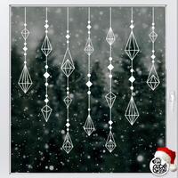 Diamond Bauble Christmas Window Decal Panel - Tall