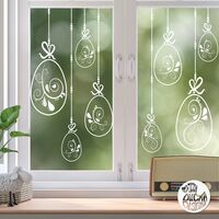10 x Swirl Easter Egg Window Decals - Clear - Large Set