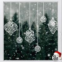 Set of 6 Floral Baubles Christmas Window Decals - Small Set