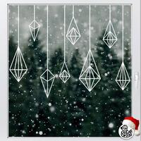 Set of 8 Diamond Baubles Christmas Window Decals - Small Set