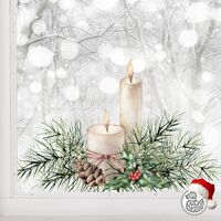 Christmas Pine Cone Border Window Decal - 56 x 90 cm