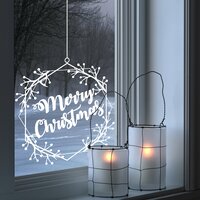 Christmas Hexagon Berry Wreath Window Decal - Merry Christmas - Small (38cm) / Option 1 (Read from inside)