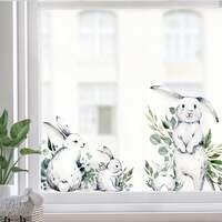 4x White Easter Bunny Rabbits Window Decals - Small Set