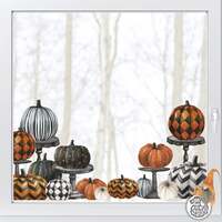2pk Halloween Pumpkins on Pedestals Window Decal Corners - 56 x 56 cm