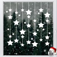 Hanging Star Bauble Christmas Window Decal Panel - Short
