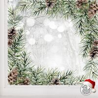 Christmas Pine Cone Corner Window Decal - 56 cm - Left