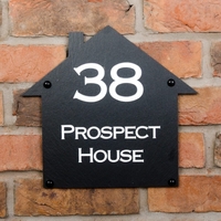 House Shaped Rustic Slate House Sign