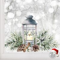 Christmas Pine Lantern Window Decal - 74 x 120 cm