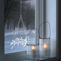 Christmas Triangle Sprig Wreath Window Decal - Merry Christmas - Small (40x26cm) / Option 1 (Read from inside)