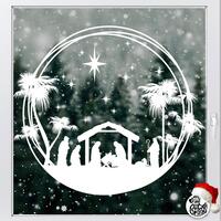 Christmas Nativity Ring Window Decal - Small (44x38cms)