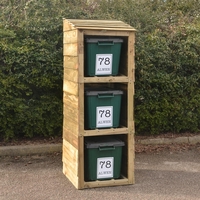 Recycling bin store for 3 bins with 3 FREE personalised address labels