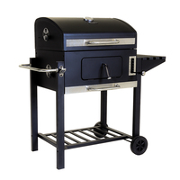 Charles Bentley American Large Portable Grill Charcoal BBQ 60x 45cm Cooking Area - Black
