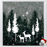Deer Christmas Window Decal - 38 cm