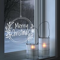 Christmas Sprig Wreath Window Decal - Merry Christmas - Small (38cm) / Option 1 (Read from inside)