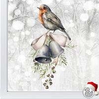 Christmas Robin On Bells Window Decal - 45 x 75 cm